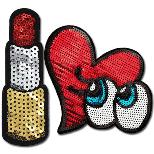 Red Sequins Lip Patch DIY Motif Embroidered Applique Craft Special100% 2 PC Large Red Lips Patches,Iron On Patches Or Sew on for Clothing Glitter Sequin Embroidered 