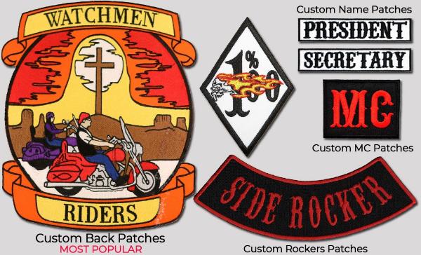 Embroidered Custom Patches for Jackets With VELCRO® Brand Option , Iron on  Motorcycle Name Patches 